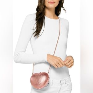 Michael Kors rose gold heart genuine leather clutch/crossbody, NWOT